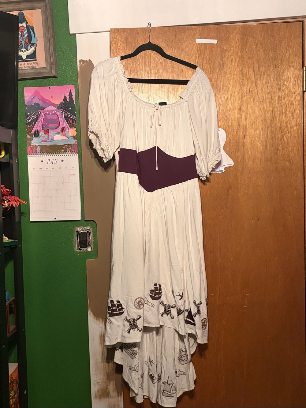 Her Universe Cream Maxi Dress with Plum Waistband